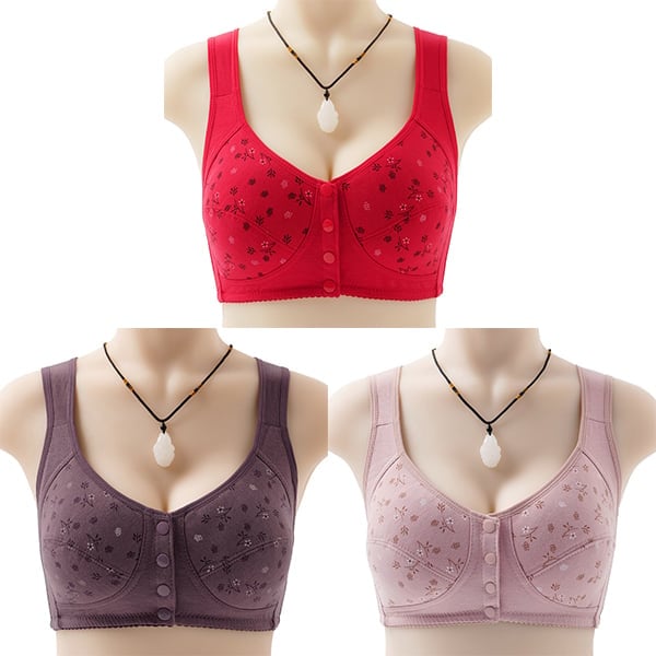 Comfortable bra with button placket in front