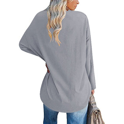 🔥Women's loose long sleeve fashion V-neck knit top🔥