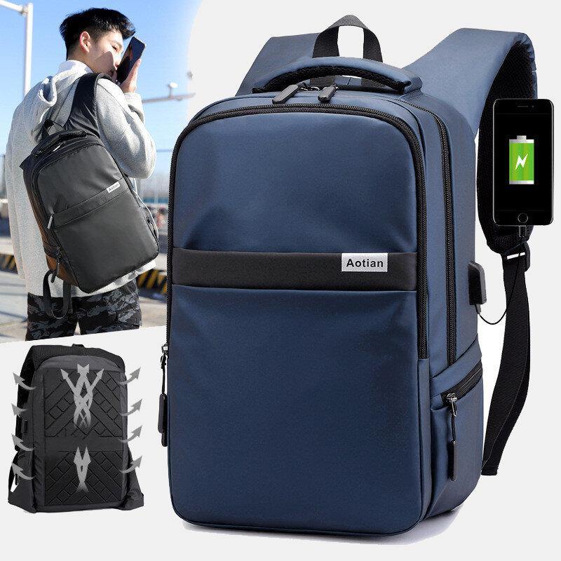 lovevop Men USB Charging Outdoor Nylon Travel Waterproof Large Capacity 13 Inch Laptop Bag Travel Bag Backpack