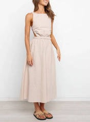 Women'S Solid Color Sleeveless Cut Maxi Dress