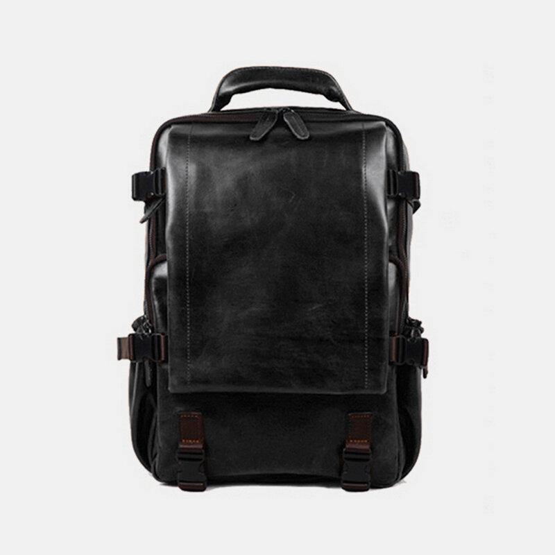 lovevop Men Faux Leather Large Capacity Casual Business Retro Fashion 13.3 Inch Laptop Bag Backpack