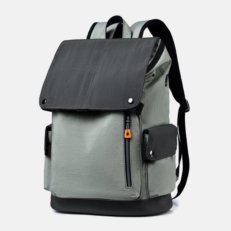 lovevop Men OxFord Cloth Large Capacity Contrast Color Casual Fashion Travel 14 Inch Laptop Bag Backpack With USB Charging