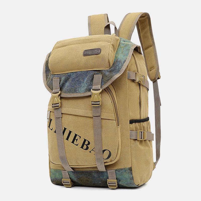 lovevop Men Canvas Large Capacity Tactical Outdoor Travelling 14 Inch Laptop Bag School Bag Backpack