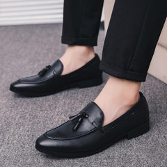 lovevop Tassel Men's Shoes Korean Style Shaved Leather Retro Pointed Toe Shoes