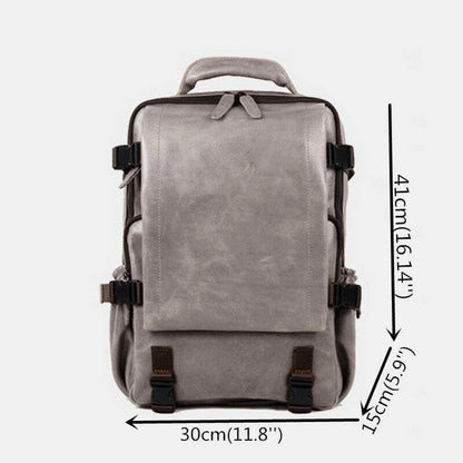 lovevop Men Faux Leather Large Capacity Casual Business Retro Fashion 13.3 Inch Laptop Bag Backpack