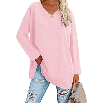 🔥Women's loose long sleeve fashion V-neck knit top🔥