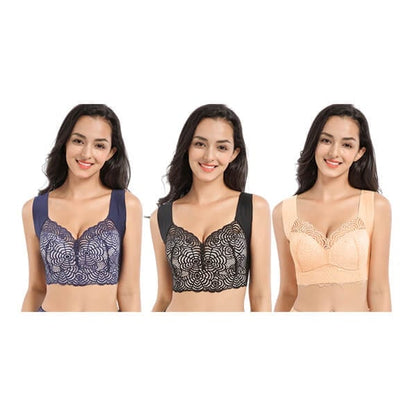 Stretch Full-Figure Seamless Lace Cut-Out Bra