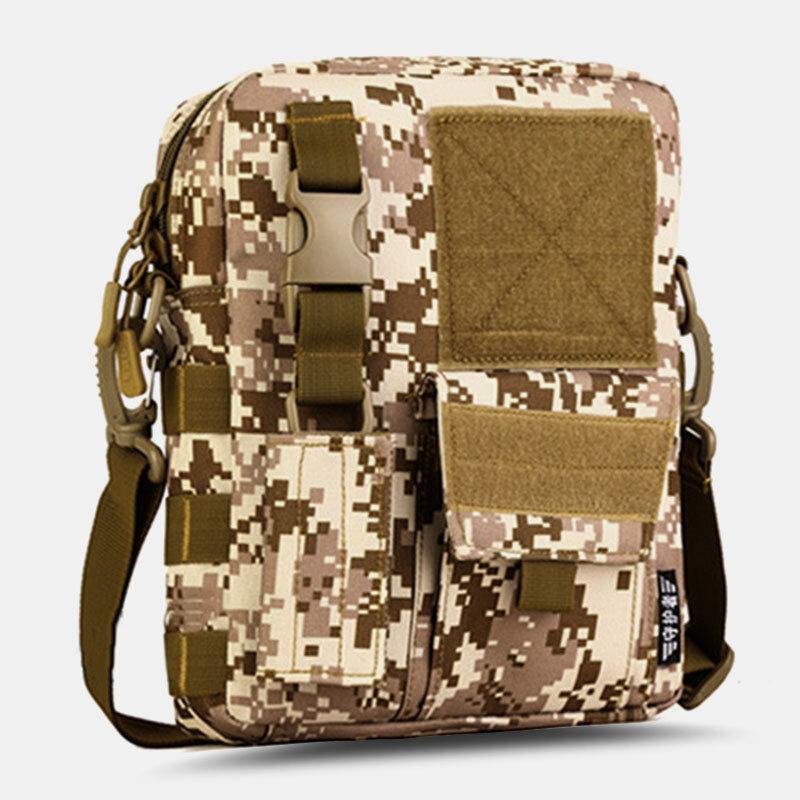 lovevop Men Camo Pattern Multifunction Large Capacity Outdoor Travel Tactical Bag Crossbody Bag Shoulder Bag Square Bag