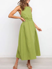 Women'S Solid Color Sleeveless Cut Maxi Dress
