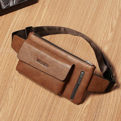 lovevop Men's Large Capacity PU Leather Anti-Theft Phone Bag Waist/Chest/Crossbody Bag