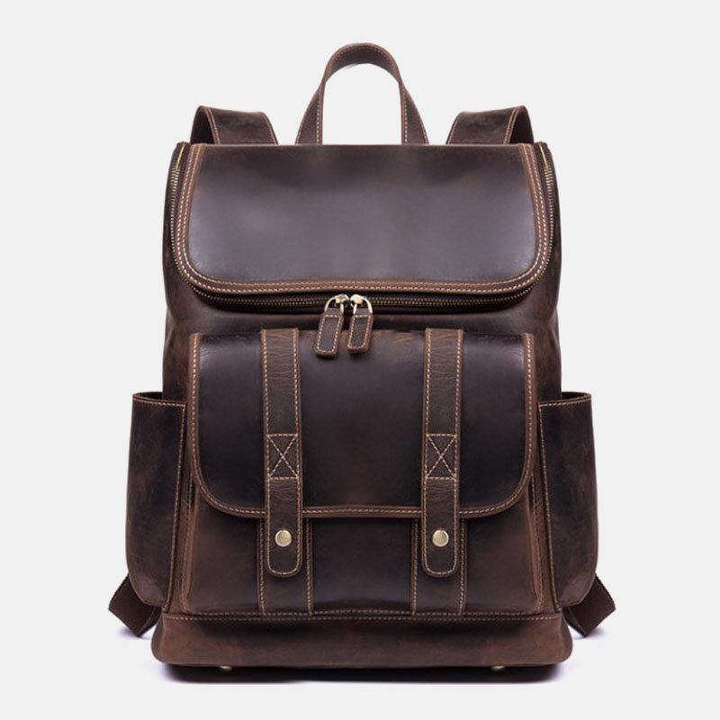 lovevop Men Vintage Multi-pocket Anti-theft 15.6 Inch Laptop Backpack