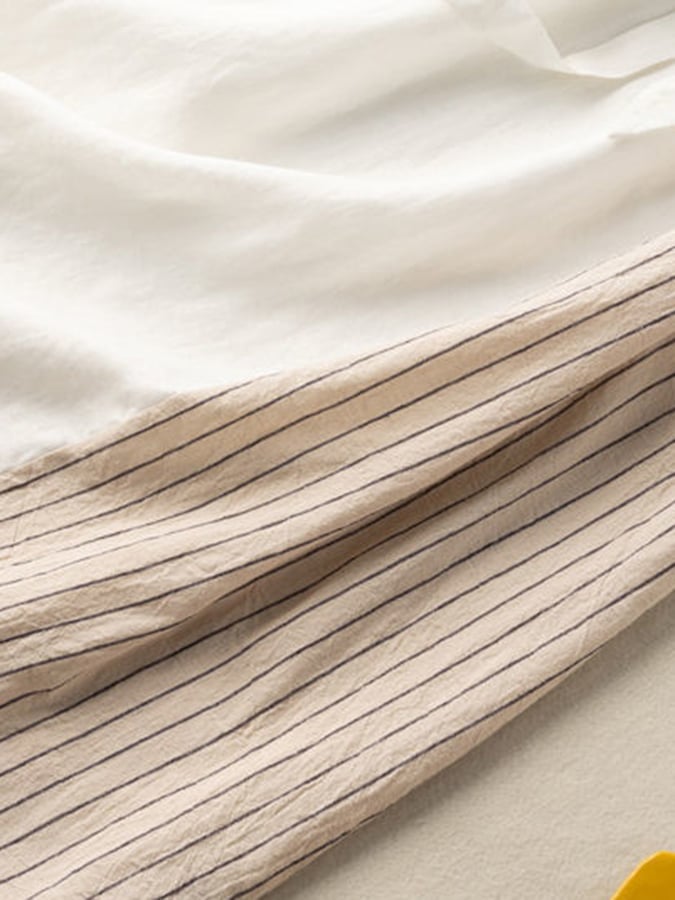 Lovevop Linen And Cotton Striped Panel Dress