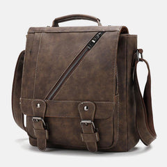 lovevop Men PU Leather Large Capacity Vintage Casual Waterproof Breathable Crossbody Bags Shoulder Bags Handbag