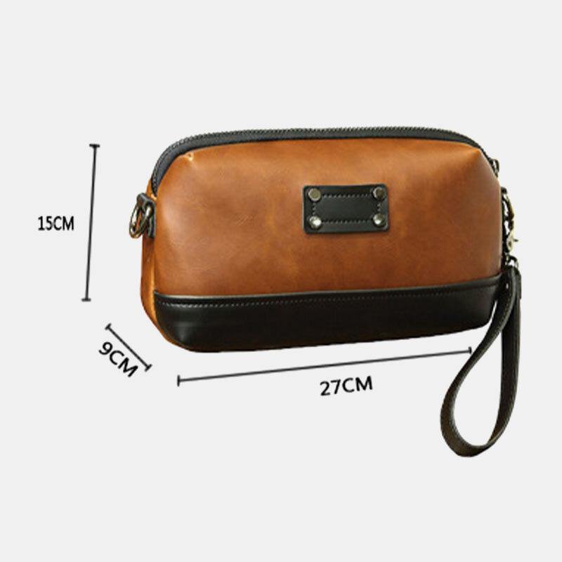 lovevop Men PU Leather Solid Color Anti-Theft Casual Phone Bag Crossbody Bag Shoulder Bag