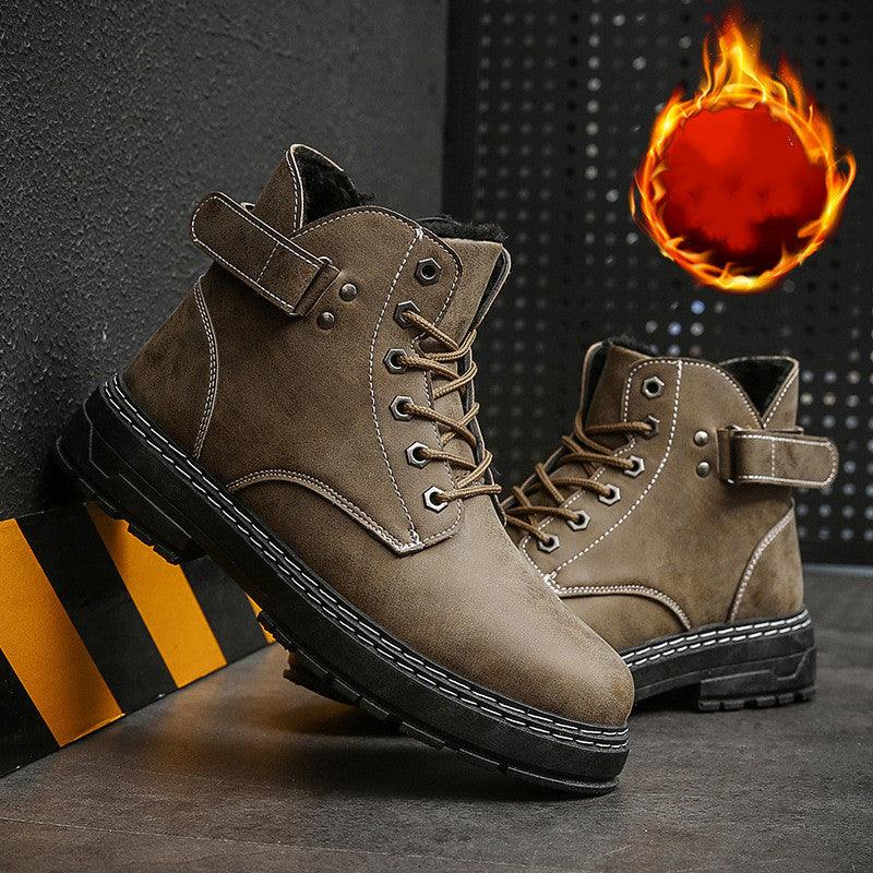 lovevop New High Top And Cotton Martin Boots Men's Warm Retro Tooling Boots