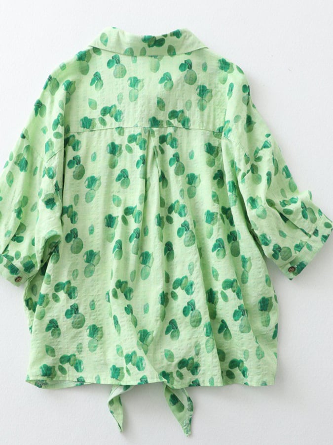 Lovevop Trendy Print Loose Cotton Shirt