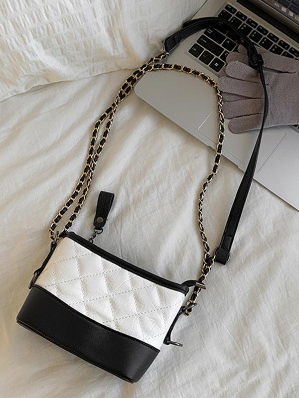 lovevop Stylish Geometry Contrast Color Bag