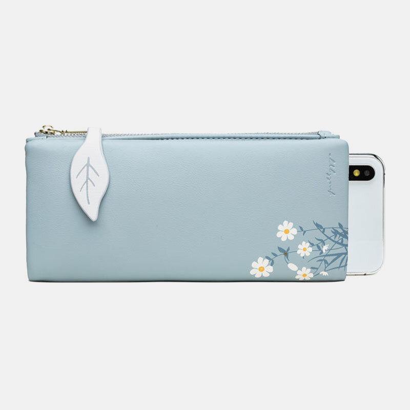 lovevop Women 13 Card Slots Bifold Flower Printed Long Wallet Clutches Bag