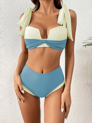 Printed Tie Up Beach Skirt Bikini Three Piece Set