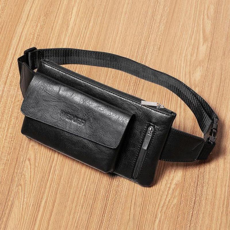 lovevop Men's Large Capacity PU Leather Anti-Theft Phone Bag Waist/Chest/Crossbody Bag