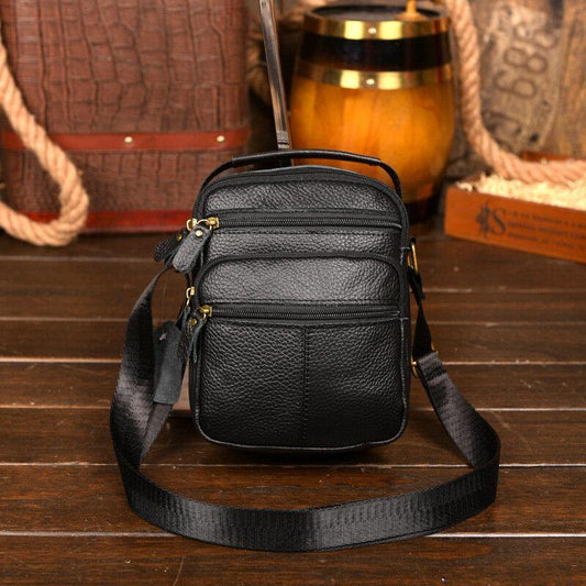 lovevop Men Genuine Leather Multi-pocket Vintage 6.3 Inch Phone Bag Crossbody Bags Shoulder Bag Handbag