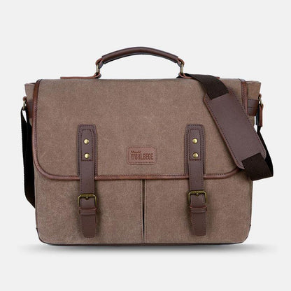 lovevop Men Canvas Multi-Pocket Wear-Resistant Vintage Business Messenger Bag Laptop Bag Crossbody Bag Handbag