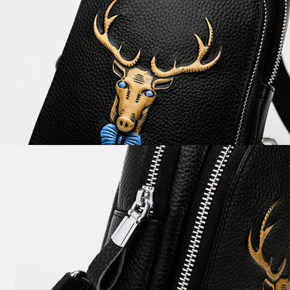 lovevop Men Genuine Leather Animal Patterns Fashion Cool Business Shoulder Bag Chest Bag