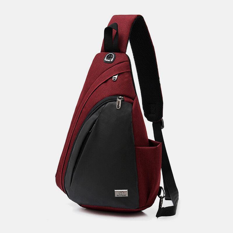 lovevop Unisex Nylon Light Weight Contrast Color Casual Outdoor Travel Multi-carry Shoulder Bag Crossbody Bag Chest Bag