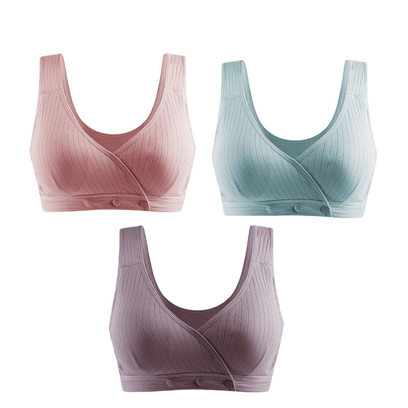 Pay 1 Get Three pack! Mom Pure Cotton Front Button Bra Sleep Nursing Bra