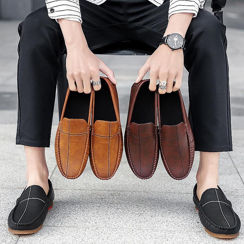 lovevop Spring New Men's Casual Lazy Small Leather Shoes