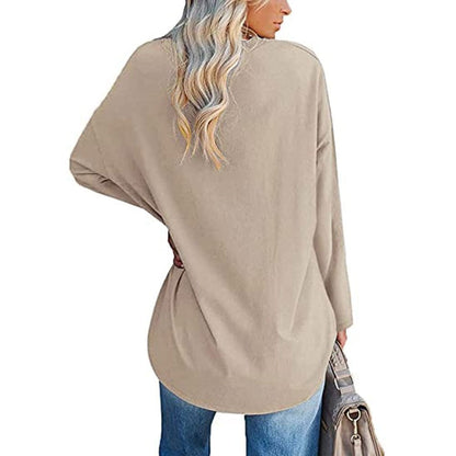 🔥Women's loose long sleeve fashion V-neck knit top🔥