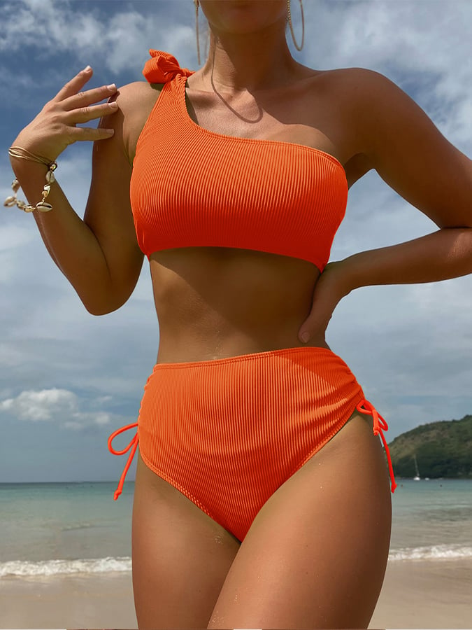 Women's summer new sexy one-shoulder two-piece swimsuit