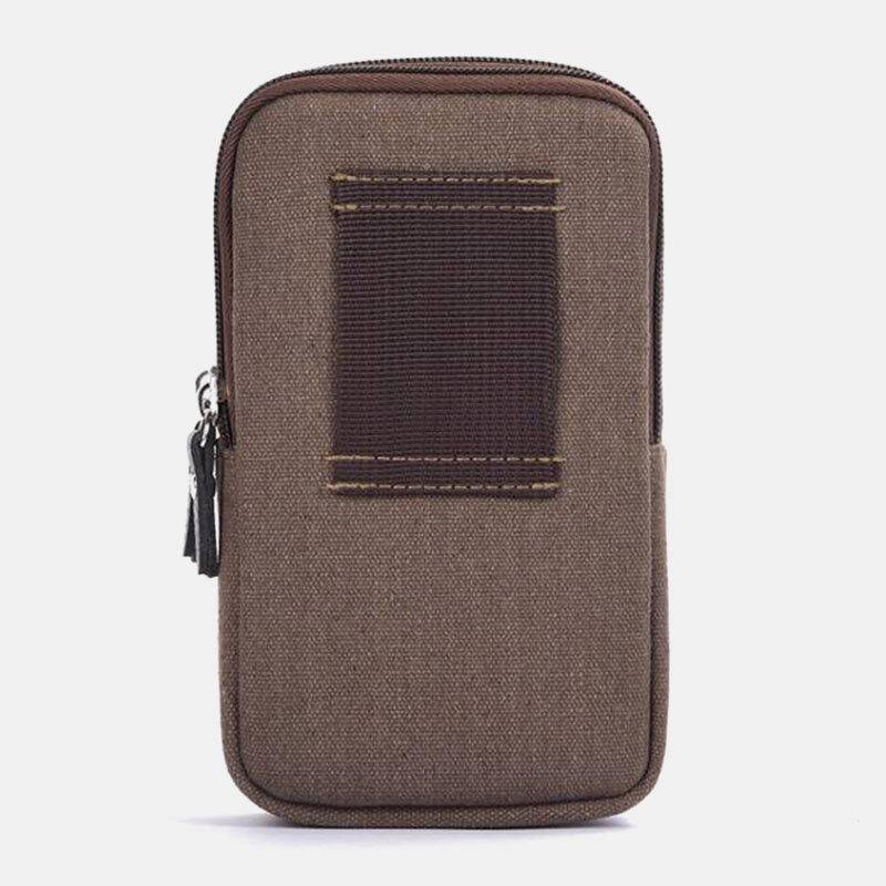 lovevop Men Canvas Multi-pocket Outdoor Sports 6.3 Inch Phone Bag Waist Bag Sling Bag