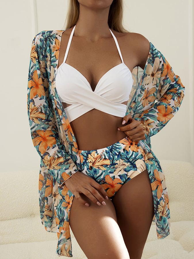 Sexy Print Sunscreen Beach Three-piece Set