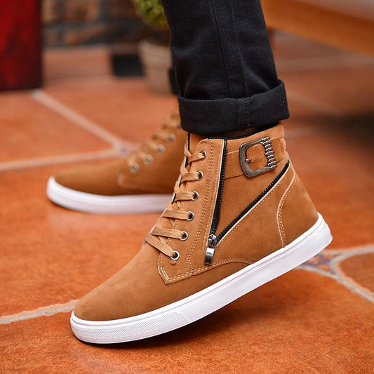 lovevop Men's Martin Boots Belt Buckle Trendy Men's Sneakers