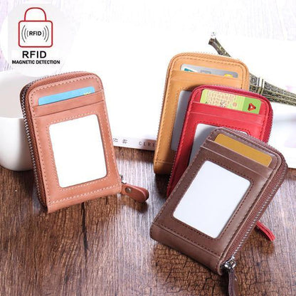 elvesmall RFID Blocking Wallet Men Women Cow Leather 12 Card Slots Card Holder Wallet