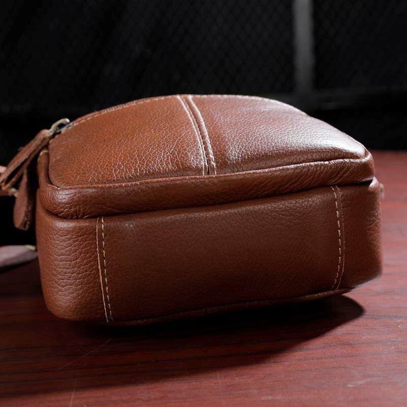 lovevop Men Genuine Leather Multi-pocket Vintage 6.3 Inch Phone Bag Crossbody Bags Shoulder Bag Handbag