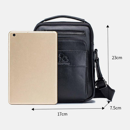 lovevop Men Genuine Leather Multifunction Multi-Pocket Waterproof Crossbody Bag Shoulder Bag