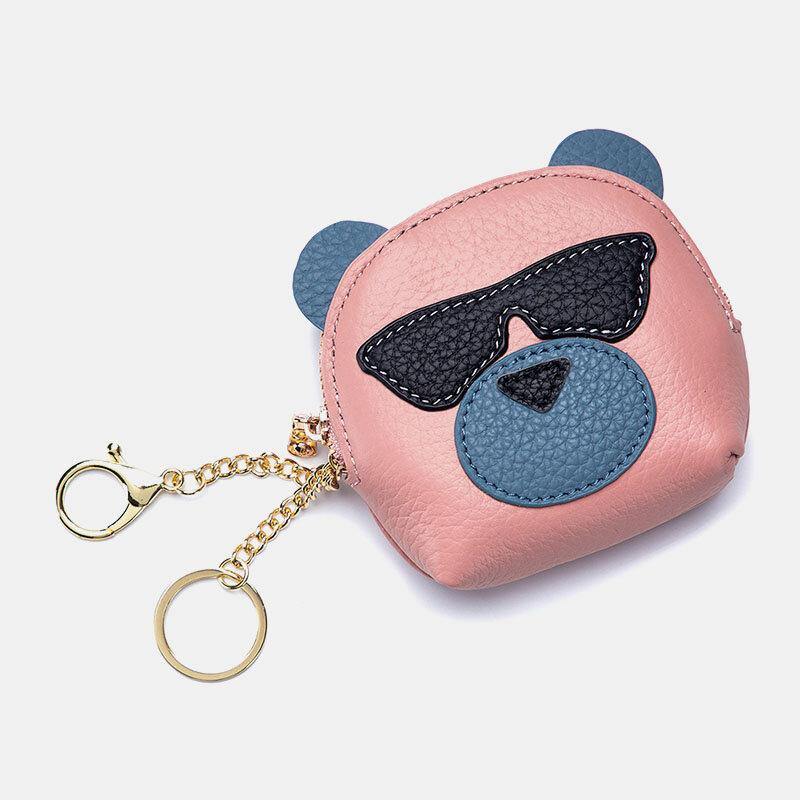 elvesmall Women Genuine Leather Cute Bear Creative Mini Coin Bag Small Wallet For Card Key Mini Lipstick