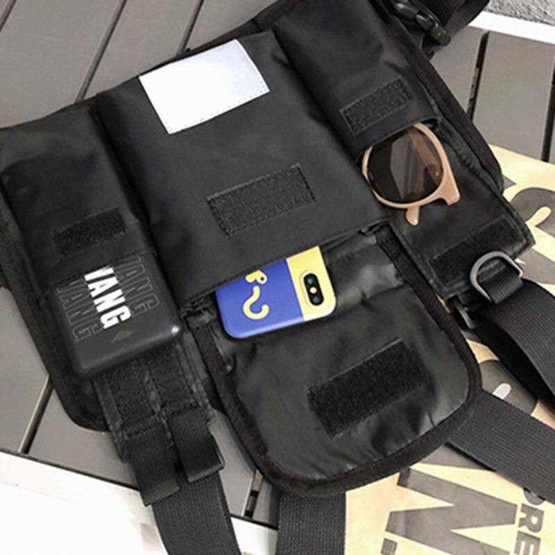 lovevop Unisex Oxford Cloth Letter Pattern Multi-Pocket Tactical Bag Chest Bag Backpack