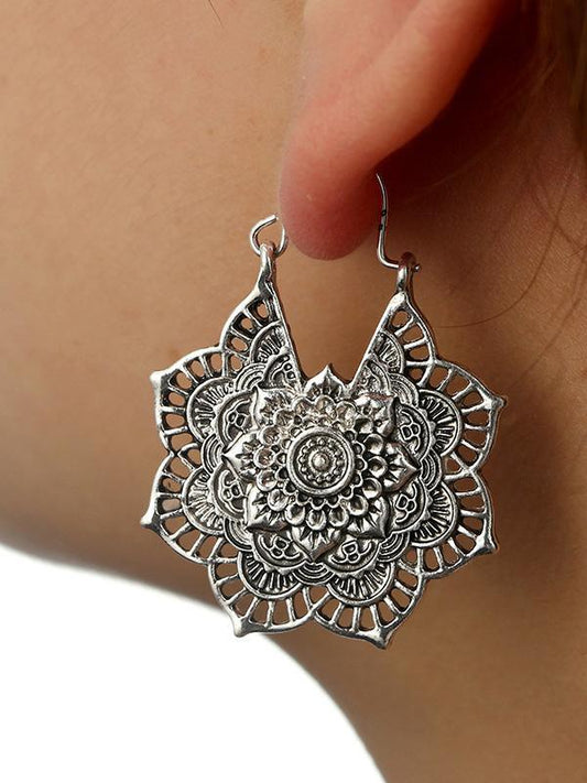 lovevop Vintage Hollow Alloy Flower Earring Accessories