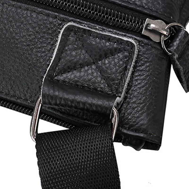 lovevop Men Genuine Leather Large Capacity Waterproof Wear-resistant Crossbody Bag