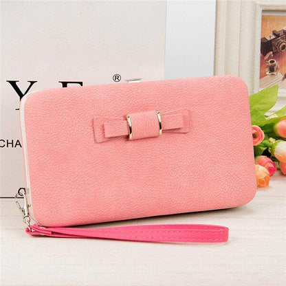 lovevop Women Candy Color Bowkot 5.5 Inch Phone Wallets Case Hasp Long Purse Clutches