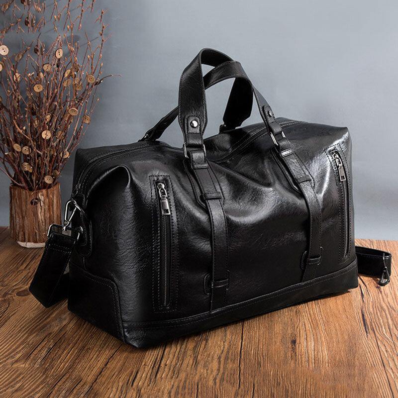 lovevop Men PU Leather Large Capacity Portable Business Messenger Bag Handbag Shoulder Bag Crossbody Bag Duffle Bag