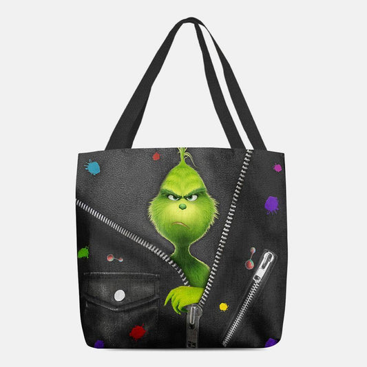 lovevop Women Felt Cute Cartoon Green Monster Pattern Shoulder Bag Handbag Tote