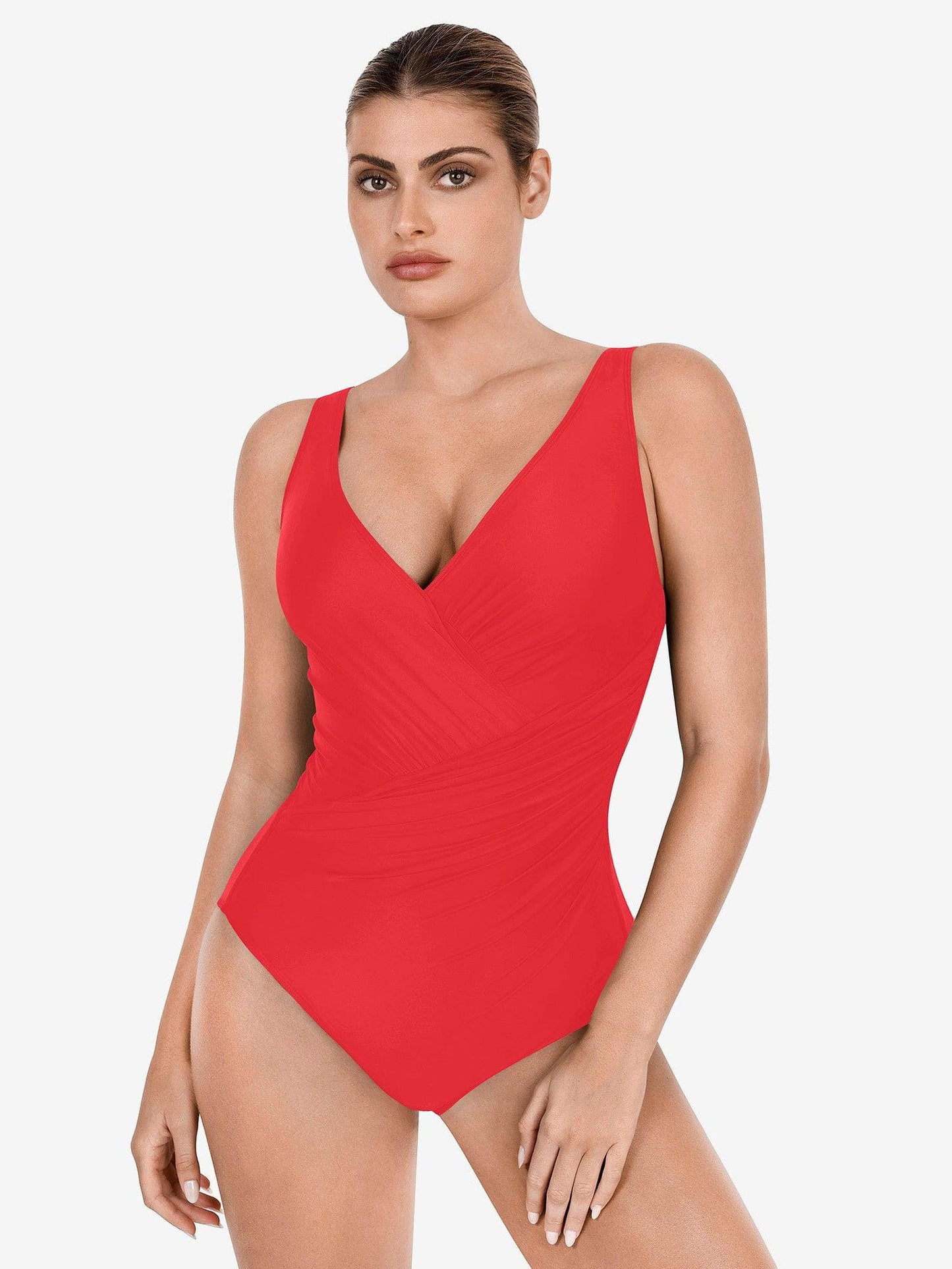 Deep-V Neck One-Piece Shapewear Swimsuit