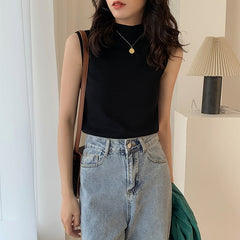 lovevop Sexy Knitted Top Summer Turtleneck Tank top Women camisole Blouse Sleeveless Slim Top Female sleveless t-shirt Vest Casual Camis