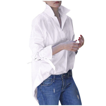 lovevop Spring Long Sleeve Tops Women Casual Shirt Top Lapel Shirt  Fashion Plain Print Blouse Shirt Tops Blouses Women Clothing