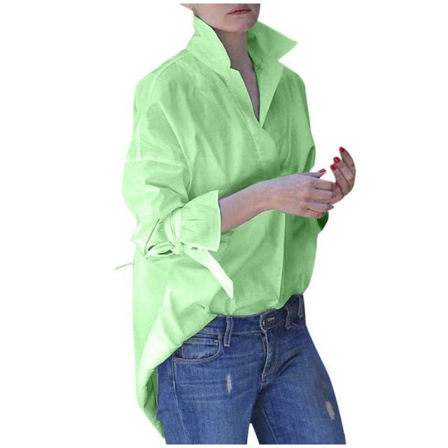 lovevop Spring Long Sleeve Tops Women Casual Shirt Top Lapel Shirt  Fashion Plain Print Blouse Shirt Tops Blouses Women Clothing